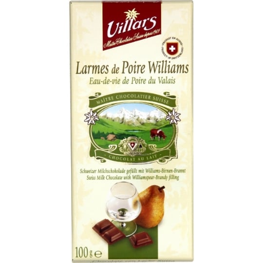 Tablette de Chocolat Lait Liqueur Poire Williams VILLARS