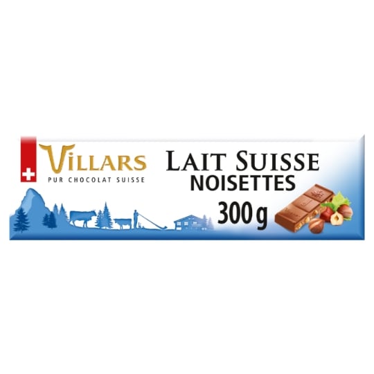 Tablette de Chocolat Lait Suisse noisettes VILLARS