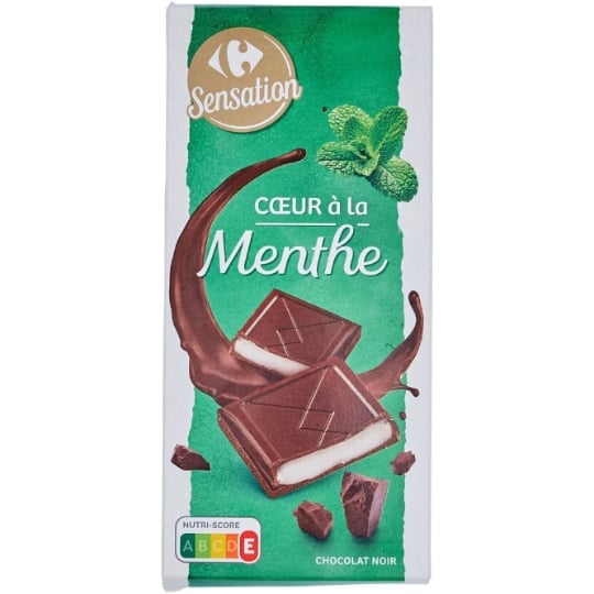 Tablette de Chocolat Noir Coeur Menthe CARREFOUR SENSATION