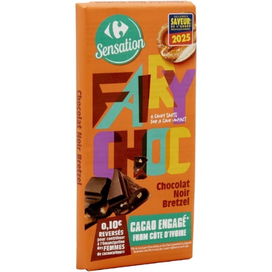 Chocolat noir aux éclats de bretzel et au sel Noir Bretzel CARREFOUR SENSATION