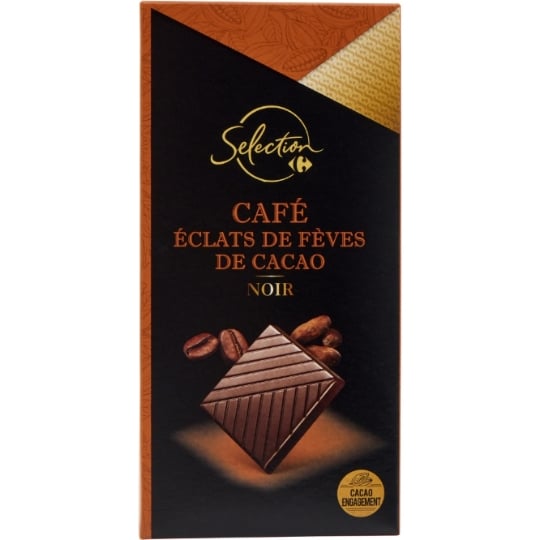 Tablette de Chocolat Noir Café et Eclats de Fèves de Cacao CARREFOUR SELECTION