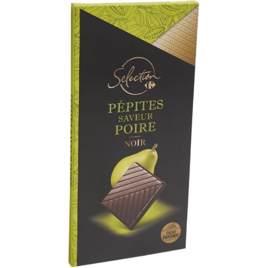 Tablette de chocolat noir saveur poire CARREFOUR SELECTION