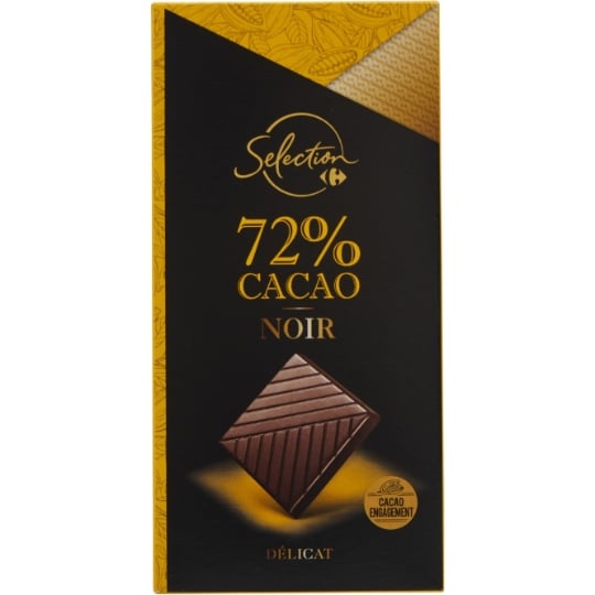 Tablette de Chocolat Noir 72% CARREFOUR SELECTION