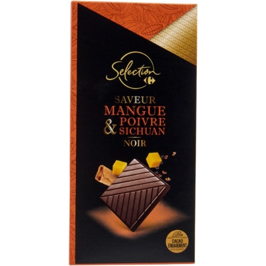 Tablette de Chocolat Noir Mangue Poivre Sichuan CARREFOUR SELECTION