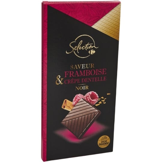 Tablette de Chocolat Noir Carrefour Selection Crêpe Dentelle Framboise CARREFOUR SELECTION