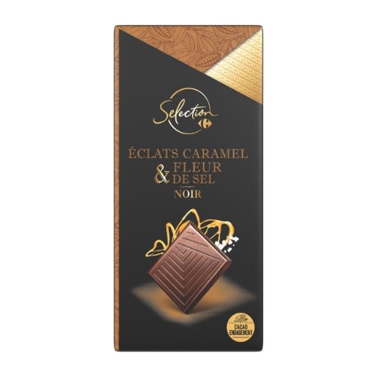 Tablette de Chocolat noir caramel fleur de sel CARREFOUR SELECTION