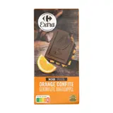 Tablette de Chocolat Noir Ecorces d'Oranges Confites CARREFOUR EXTRA