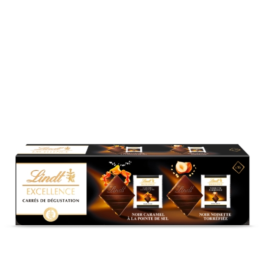 Carrés de Chocolat Noir Caramel et Noir Noisette LINDT