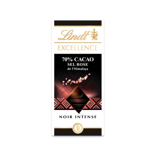 Tablette de chocolat Noir Cacao Sel Rose de l'Himalaya 70% LINDT