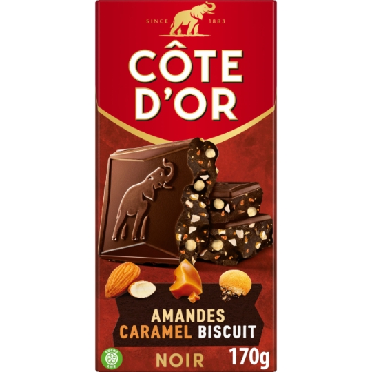 Tablette de Chocolat Noir Amandes Caramel Biscuit COTE D'OR