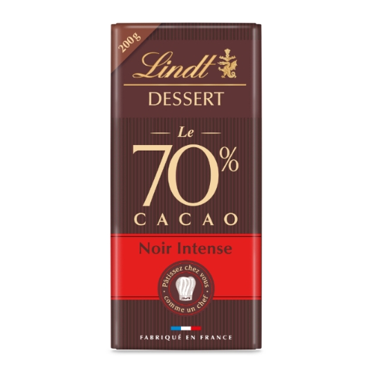 Tablette de chocolat Noir Intense 70% Cacao LINDT DESSERT