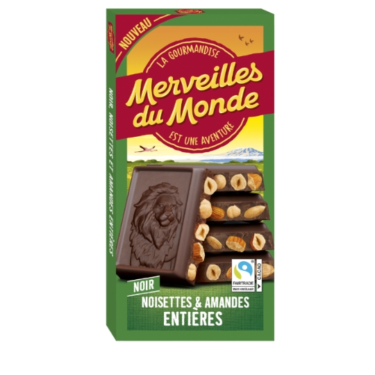 Chocolat Noir Noisettes & Amandes Entières MERVEILLES DU MONDE