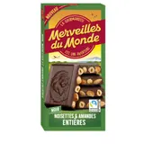 Tablette de Chocolat Noir Noisettes Amandes Entières MERVEILLES DU MONDE