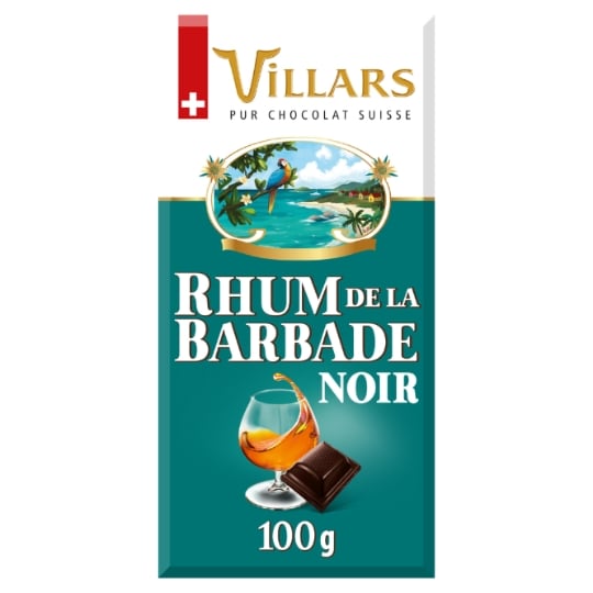 Tablette de Chocolat Noir Rhum Ambré de la Barbade VILLARS