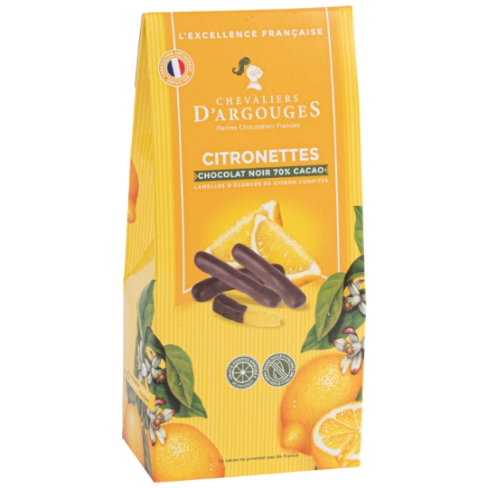 Citronettes Enrobées de Chocolat Noir 70% Cacao CHEVALIERS ARGOUGES