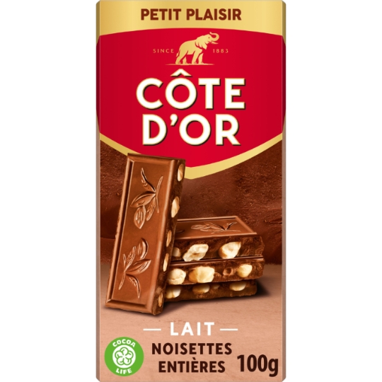 Tablette de chocolat Lait Noisettes Entières COTE D'OR