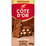 Tablette de chocolat Lait Noisettes Entières COTE D'OR