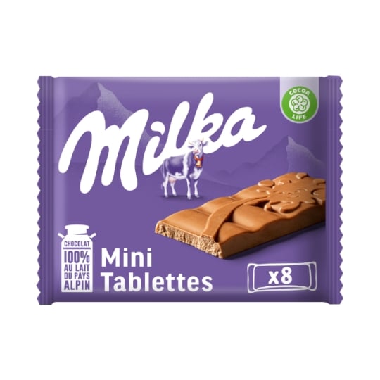 Tablette de chocolat au lait Mini Tablettes MILKA