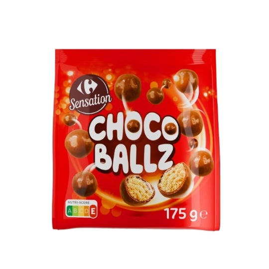 Bonbons de chocolat au lait fourrées aux céréales maltées croustillantes et au chocolat CARREFOUR SENSATION