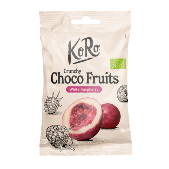Framboises Lyophilisées Enrobées de Chocolat Blanc Bio KORO