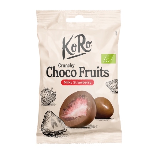 Fraises Lyophilisées Enrobées de Chocolat au Lait Entier Bio KORO