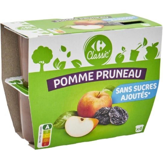 Compote pomme pruneau s/sucres ajoutés CARREFOUR CLASSIC'