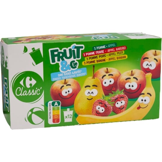 Compote assortiment s/sucres ajoutés CARREFOUR CLASSIC'