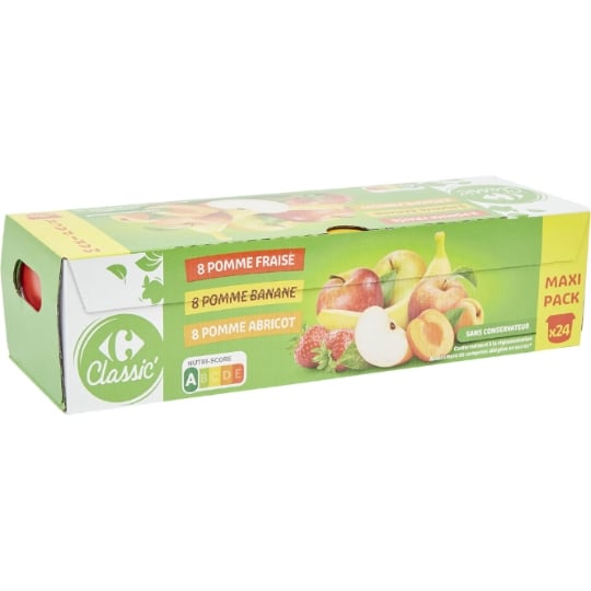 Compote assortiment allégées en sucres CARREFOUR CLASSIC'