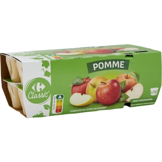 Compote pomme allégées en sucres CARREFOUR CLASSIC'