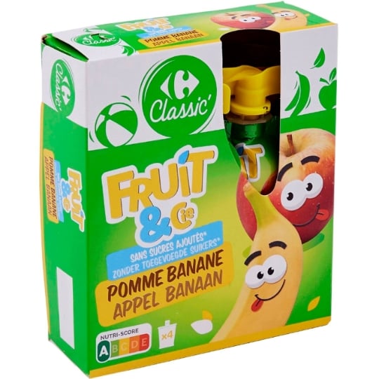 Compote pomme banane sans sucres ajoutés CARREFOUR CLASSIC'