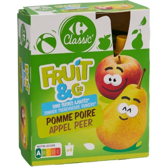 Compote pomme poire sans sucres ajoutés CARREFOUR CLASSIC'