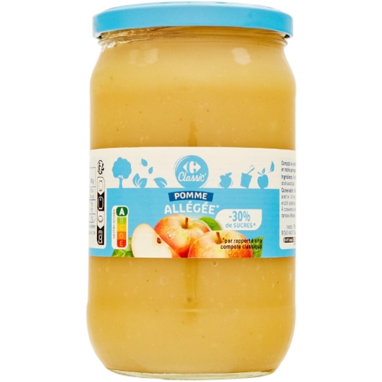 Compote pomme allégée en sucres et -30% de sucres CARREFOUR CLASSIC'