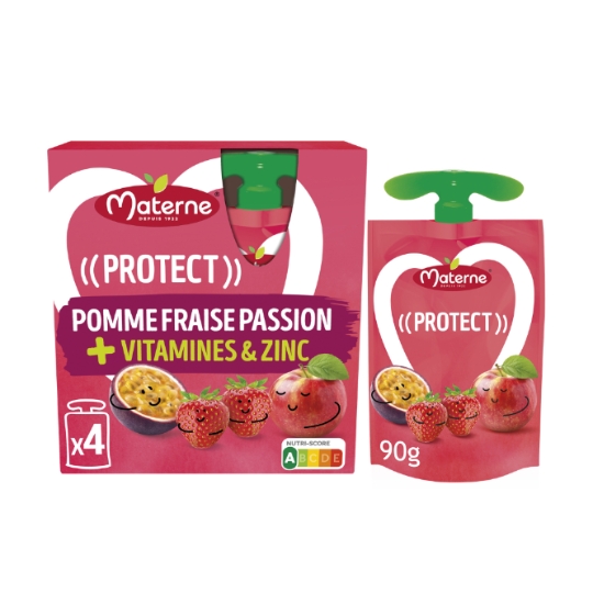 Compotes Protect Pomme Fraise Passion Vitamines & Zinc MATERNE