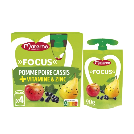 Compote Focus Pomme Poire Cassis + Vit & Zinc MATERNE