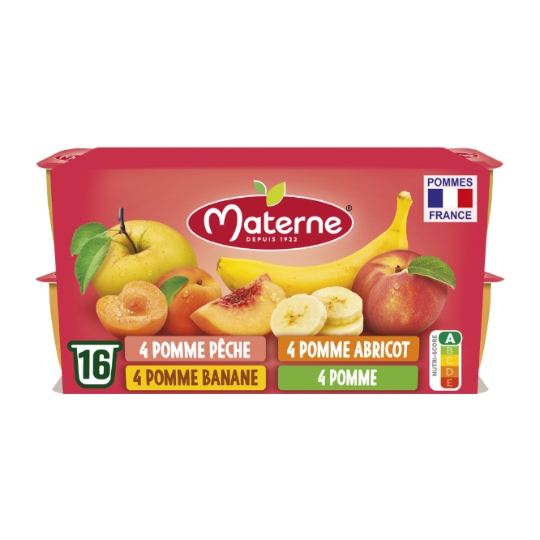 Compote pomme, pêche, abricot, banane MATERNE