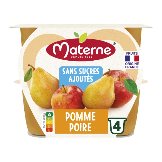 Compote pomme poire sans sucres ajoutés MATERNE