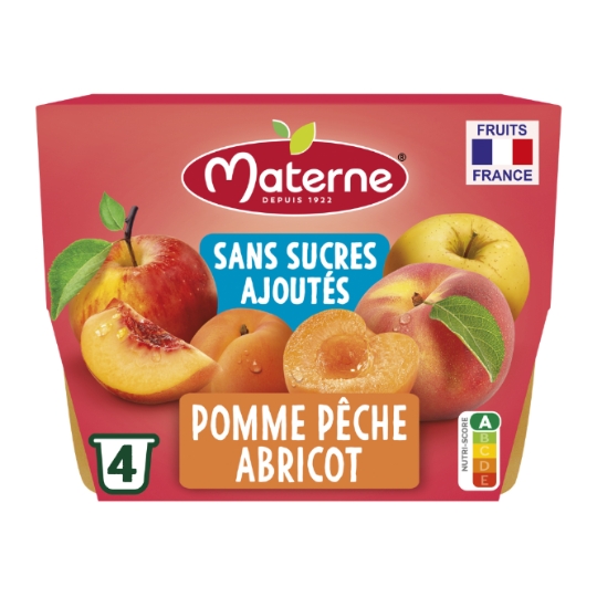Compote pomme pêche abricot sans sucres ajoutés MATERNE