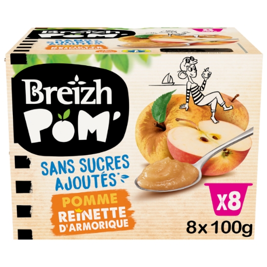 Compotes Sans Sucre Ajoutés Pomme Reinette d'Armorique BREIZH POM'