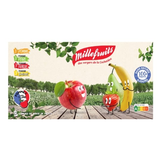 Compote Assortiment Pomme/Poire/Fraise/Banane MILLEFRUITS