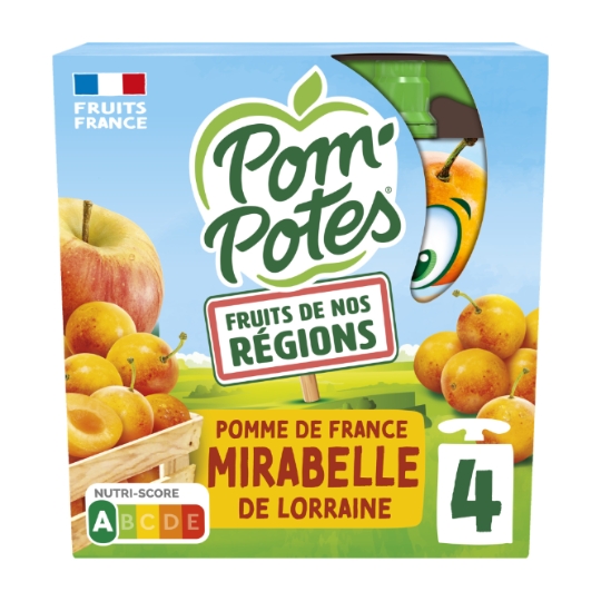 Compote Fruits de nos régions pomme mirabelle de Lorraine sans sucres ajoutés POM'POTES