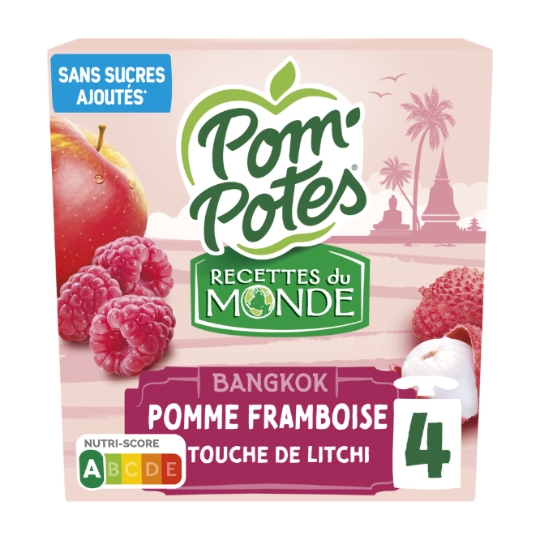 Compote Recette Bangkok pomme framboise litchi sans sucres ajoutés POM'POTES