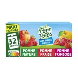 Compote pomme, pomme fraise, pomme framboise sans sucres ajoutés POM'POTES