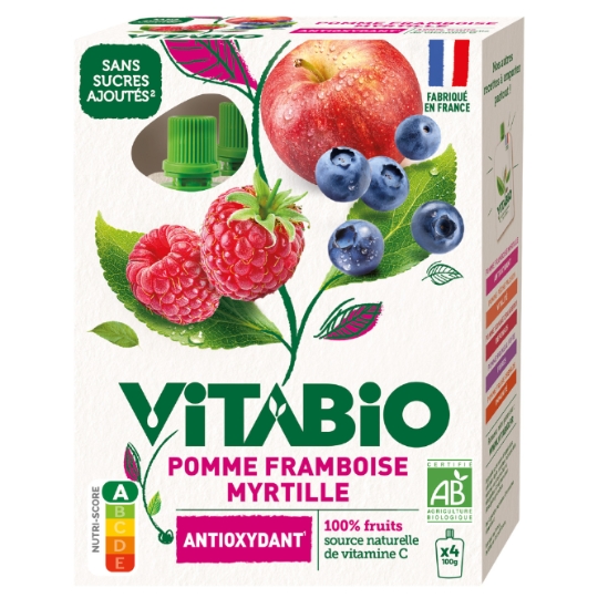 Compote Pomme, Framboise et Myrtille Antioxydant Bio VITABIO