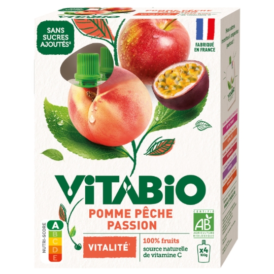 Compote Pomme,Pêche et Passion Vitalité Bio VITABIO