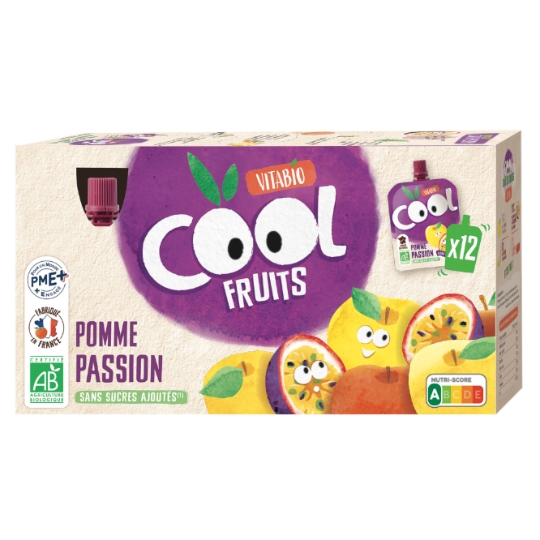 Compote à boire pomme de France passion sans sucres ajoutés Bio VITABIO