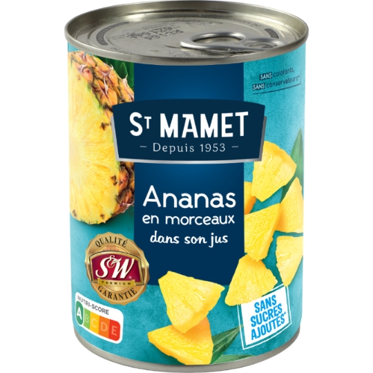 Fruits au Sirop Ananas en Morceaux sans Sucres Ajoutés ST MAMET