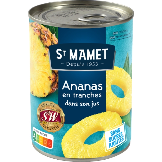 Fruits au Sirop Ananas en Tranches sans Sucres Ajoutés ST MAMET