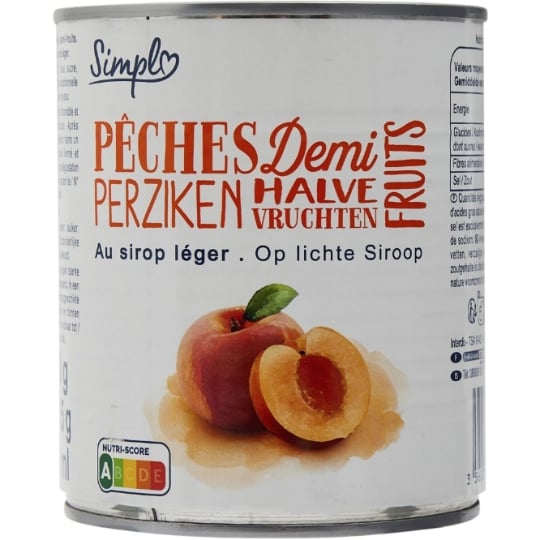Fruits au Sirop Pêches Demi-Fruits SIMPL