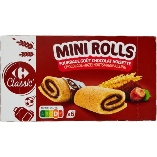 Génoises Fourrage Chocolat Noisette Mini Rolls CARREFOUR CLASSIC'