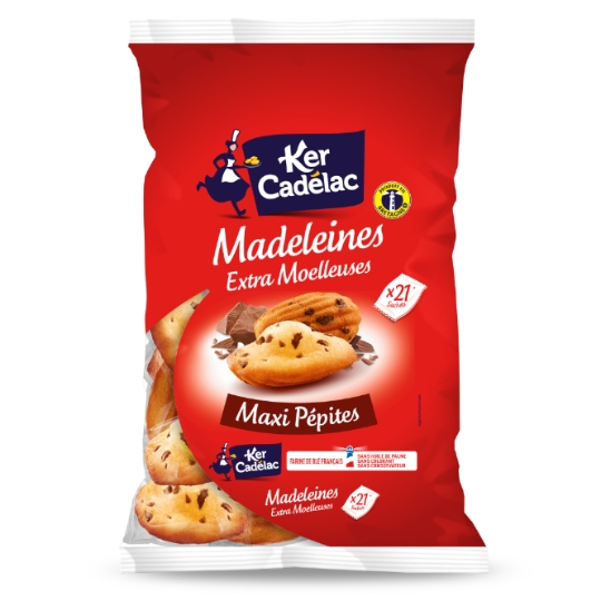 Madeleines Maxi Pépites de Chocolat Extra Moelleuses KER CADELAC
